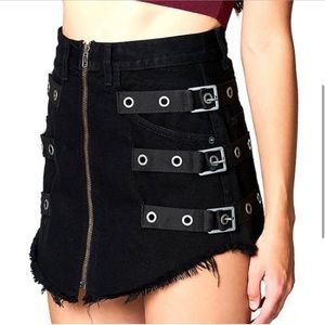 Carmar Beatrice Side Buckles Zip Front Mini Skirt
